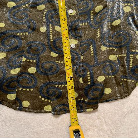 Women's Vintage Diesel Button Up Shirt Blouse Shiny Printed Long Sleeve Size M - Picture 10 of 11